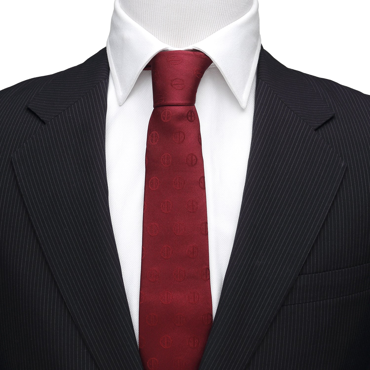 Marvel Deadpool Maroon Silk Necktie with Subtle Logo Pattern - Image 2