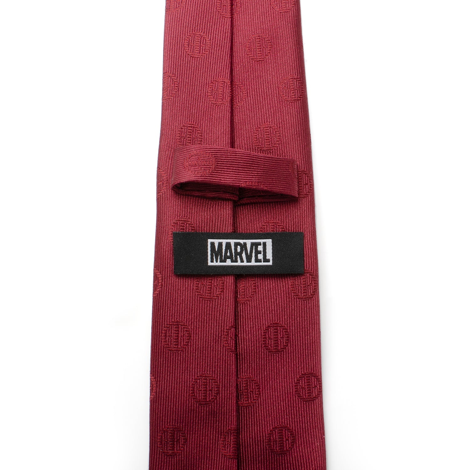 Marvel Deadpool Maroon Silk Necktie with Subtle Logo Pattern - Image 4