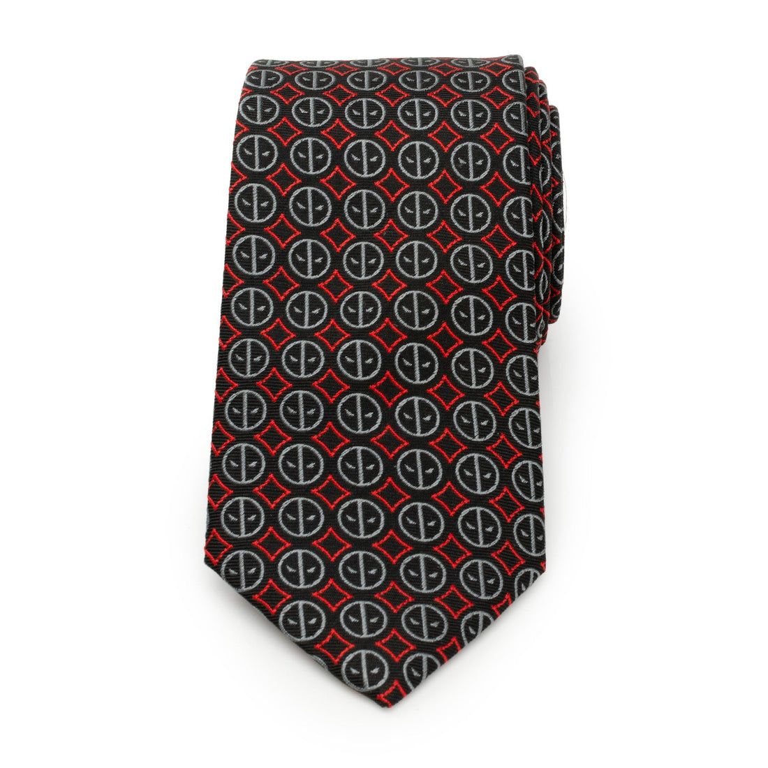 Deadpool Logo Print Silk Blend Necktie in Black and Red - Image 3