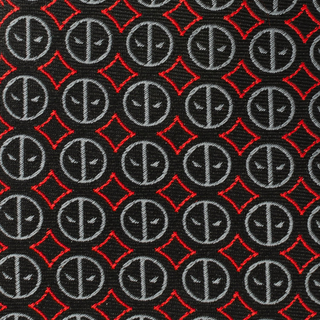Deadpool Logo Print Silk Blend Necktie in Black and Red - Image 4