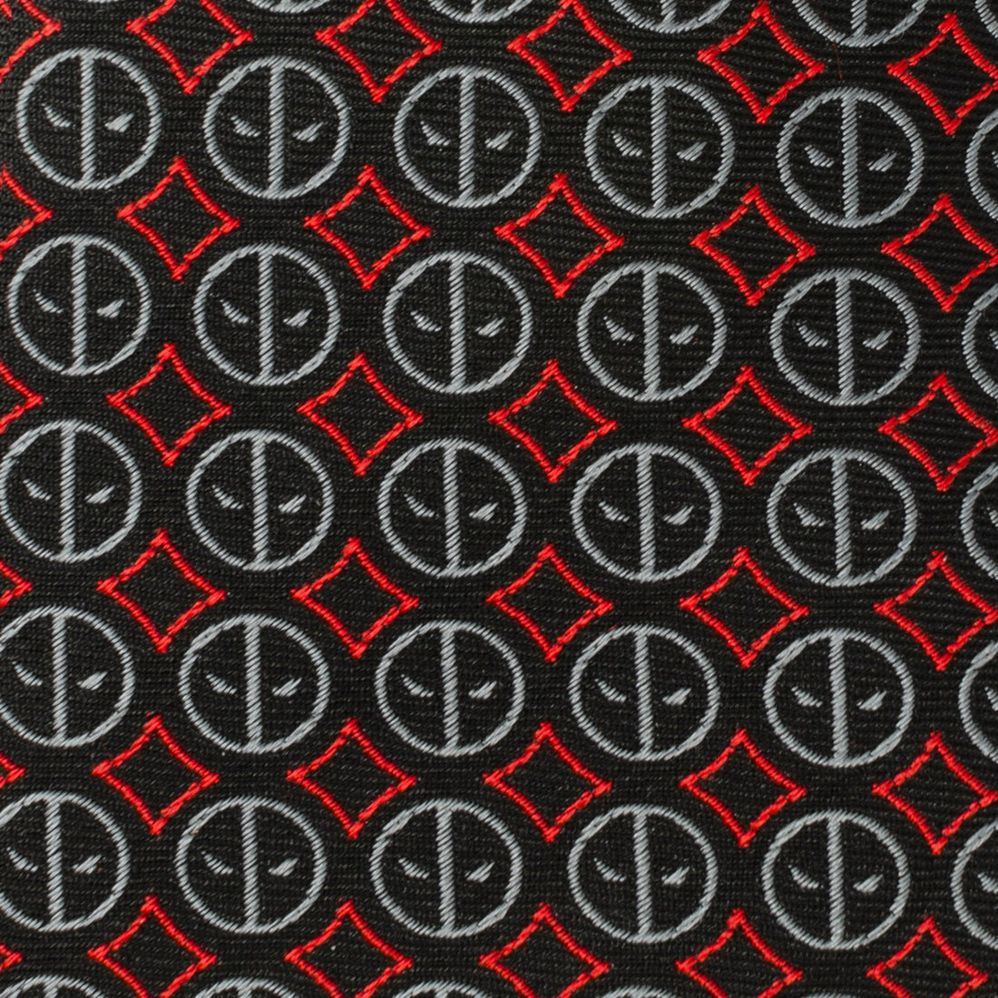 Deadpool Logo Print Silk Blend Necktie in Black and Red - Image 4