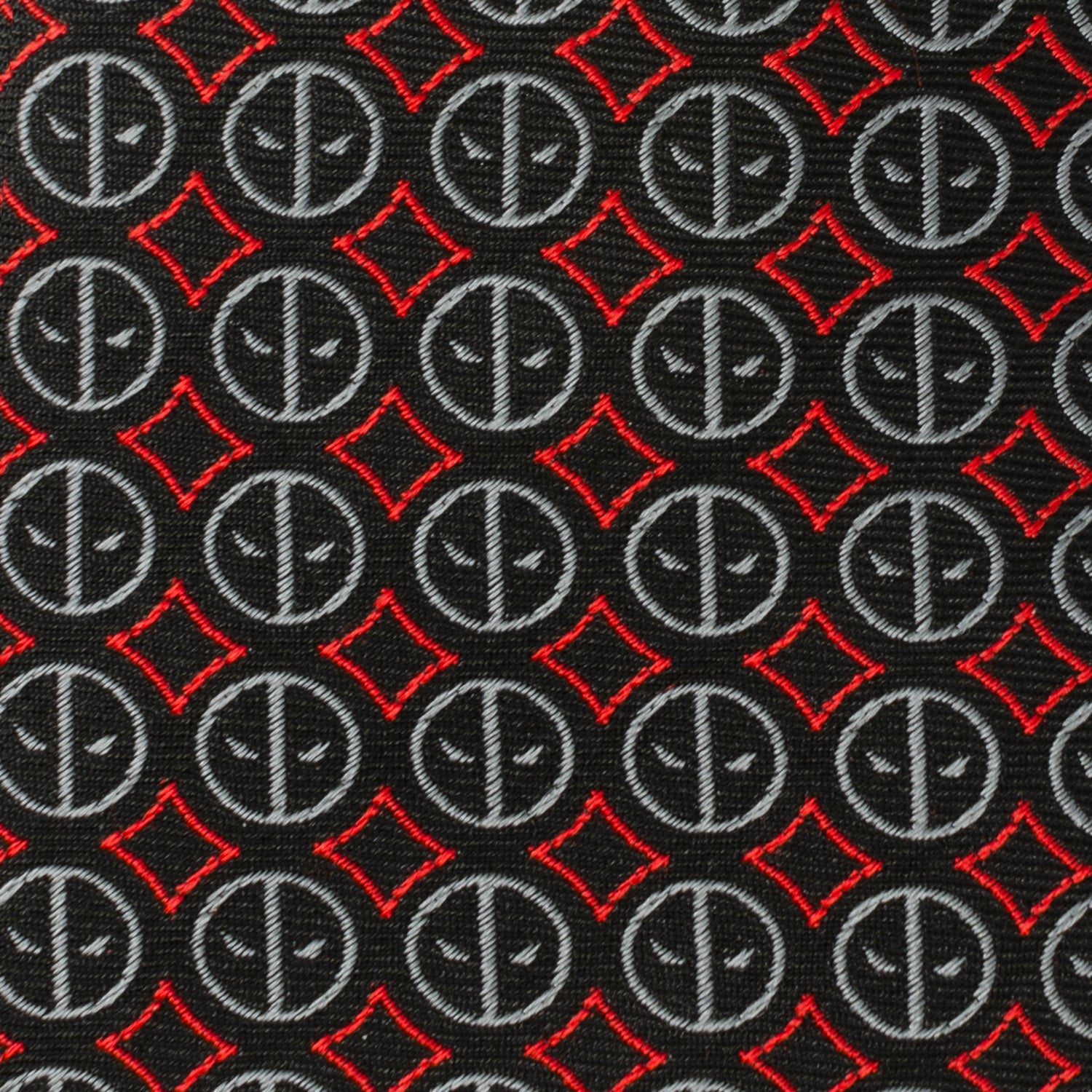 Deadpool Logo Print Silk Blend Necktie in Black and Red - Image 4