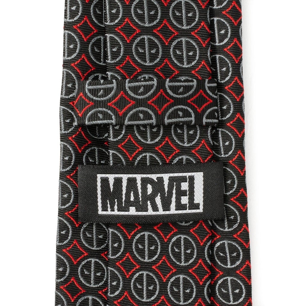 Deadpool Logo Print Silk Blend Necktie in Black and Red - Image 5