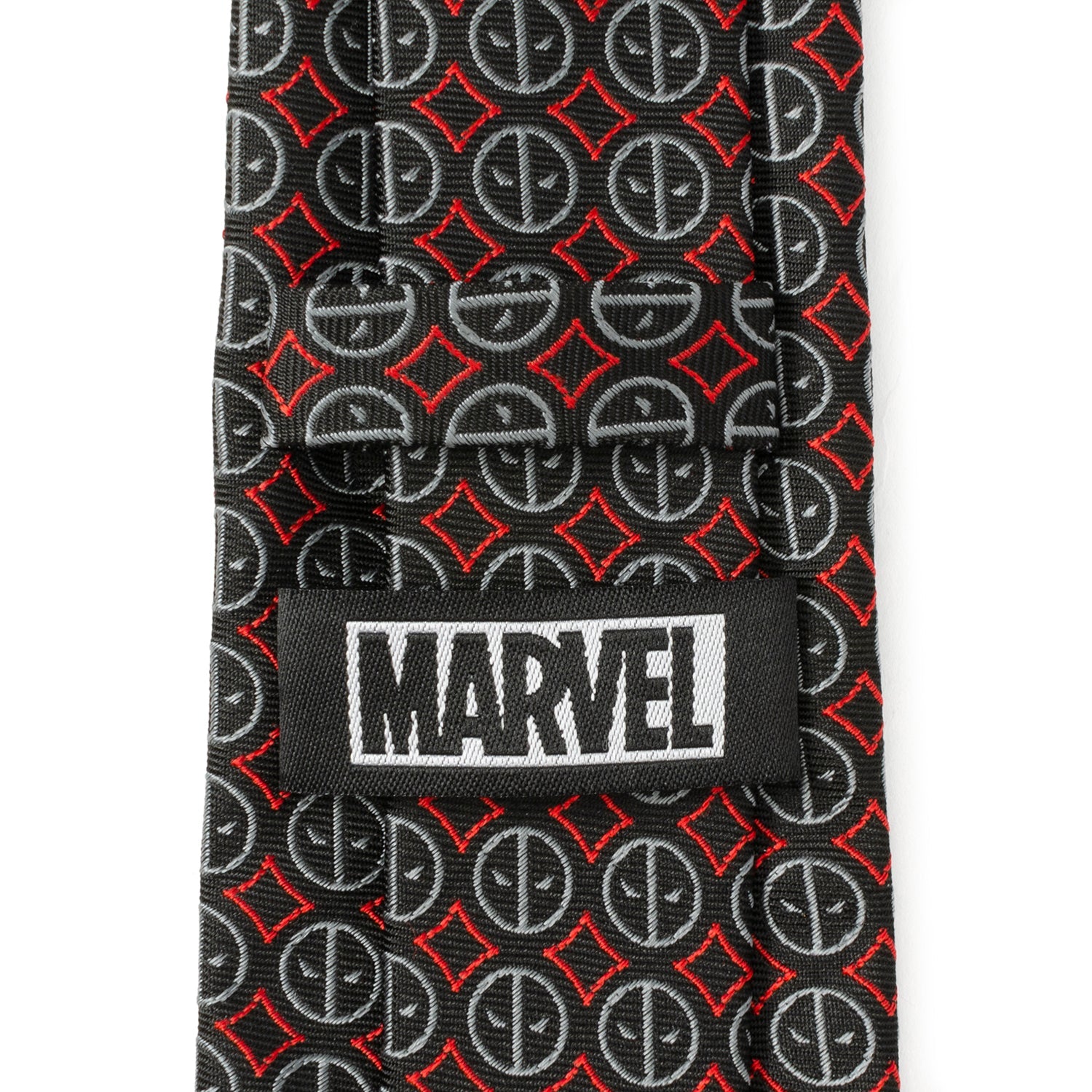 Deadpool Logo Print Silk Blend Necktie in Black and Red - Image 5