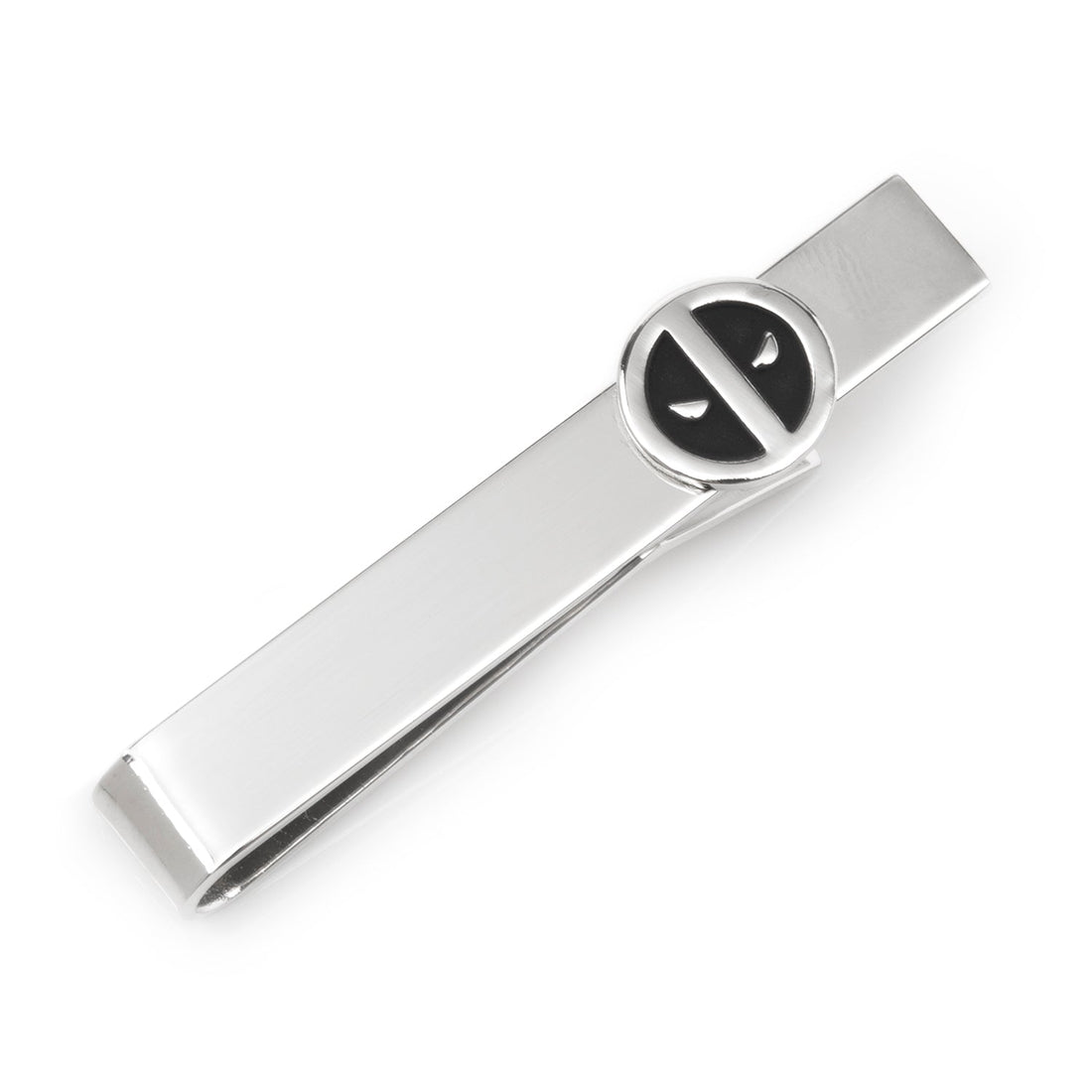 Marvel Deadpool Silver Tie Bar with Matte Black Mask Logo