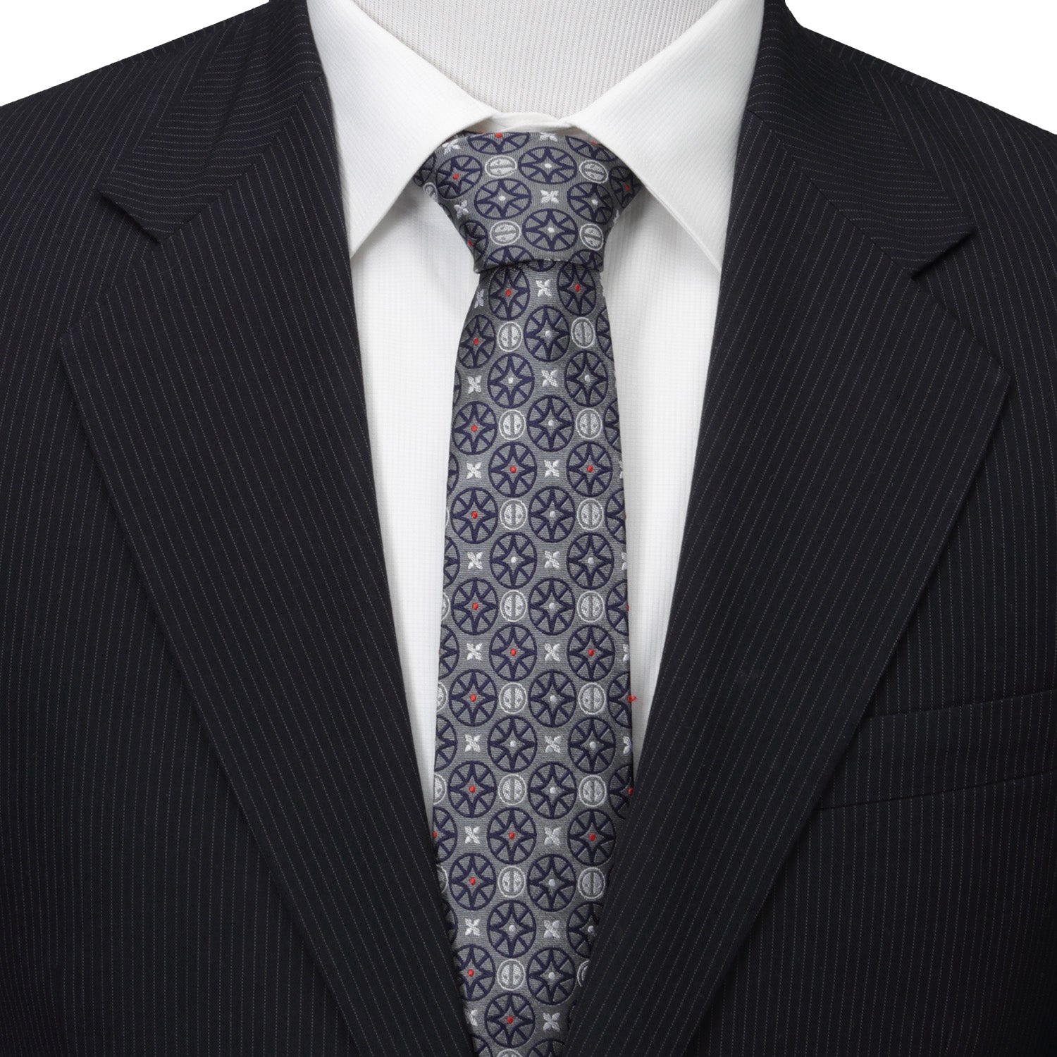 Marvel Deadpool Gray Silk Necktie with Stained Glass Pattern - Image 2