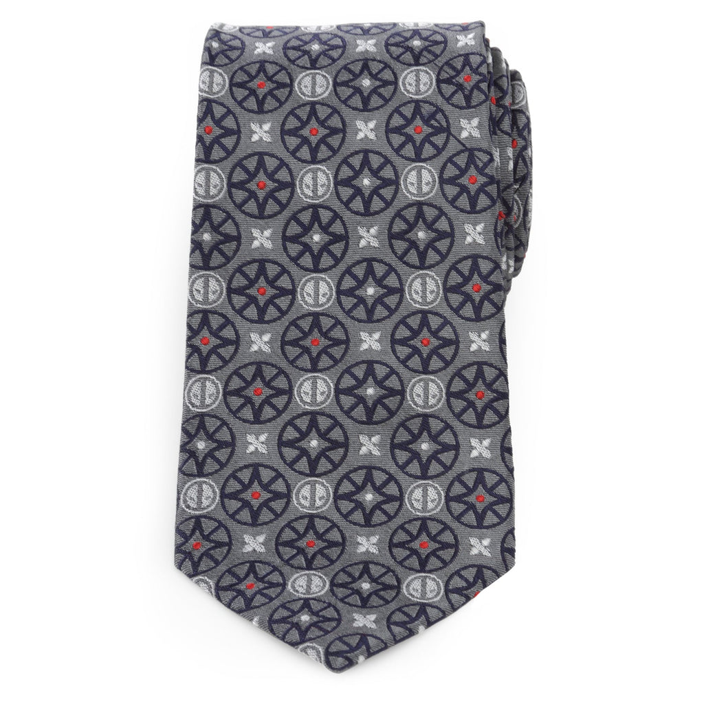 Marvel Deadpool Gray Silk Necktie with Stained Glass Pattern - Image 3