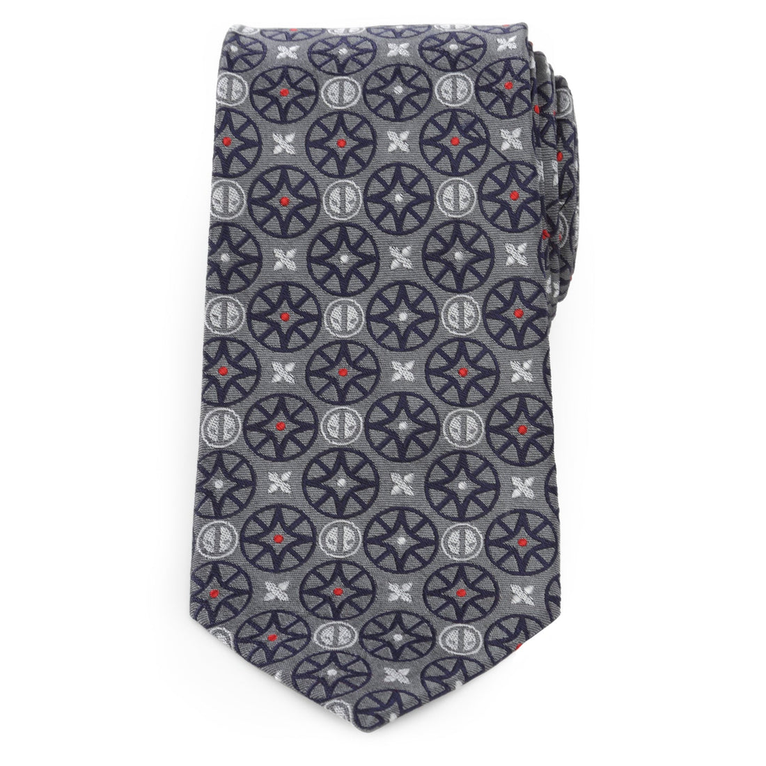 Marvel Deadpool Gray Silk Necktie with Stained Glass Pattern - Image 3