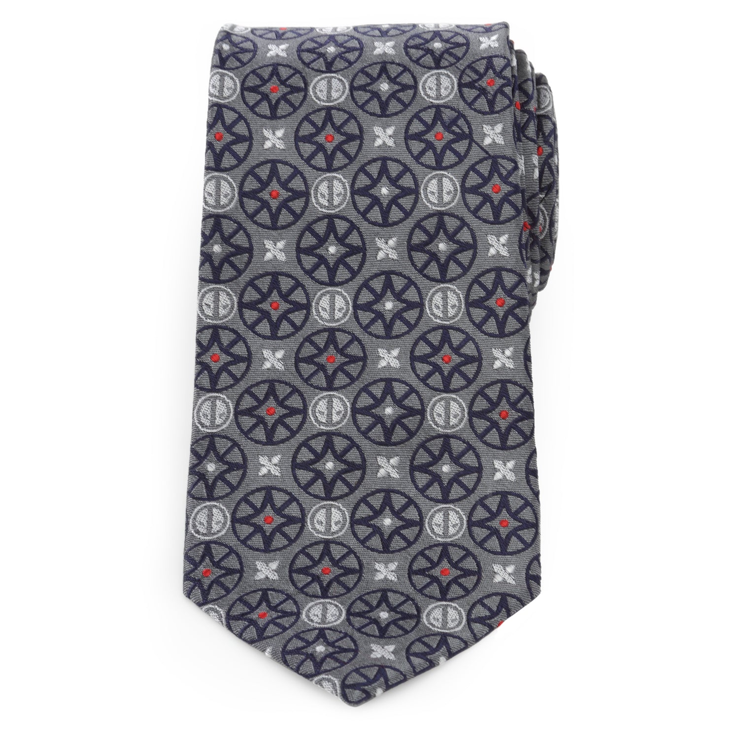 Marvel Deadpool Gray Silk Necktie with Stained Glass Pattern - Image 3
