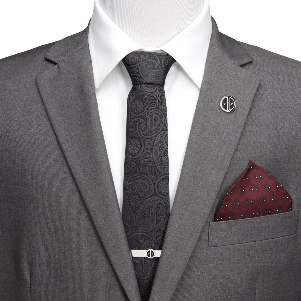 Deadpool Hidden Paisley Black Silk Men's Tie - Image 2