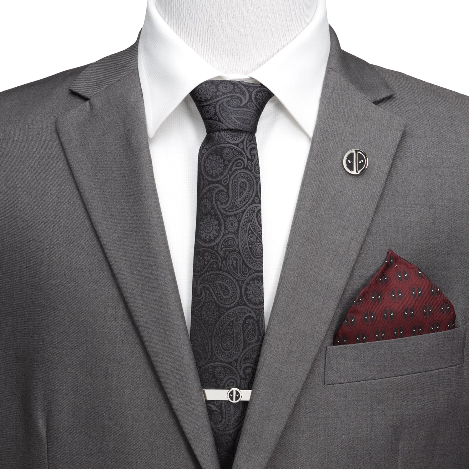 Deadpool Hidden Paisley Black Silk Men's Tie - Image 2