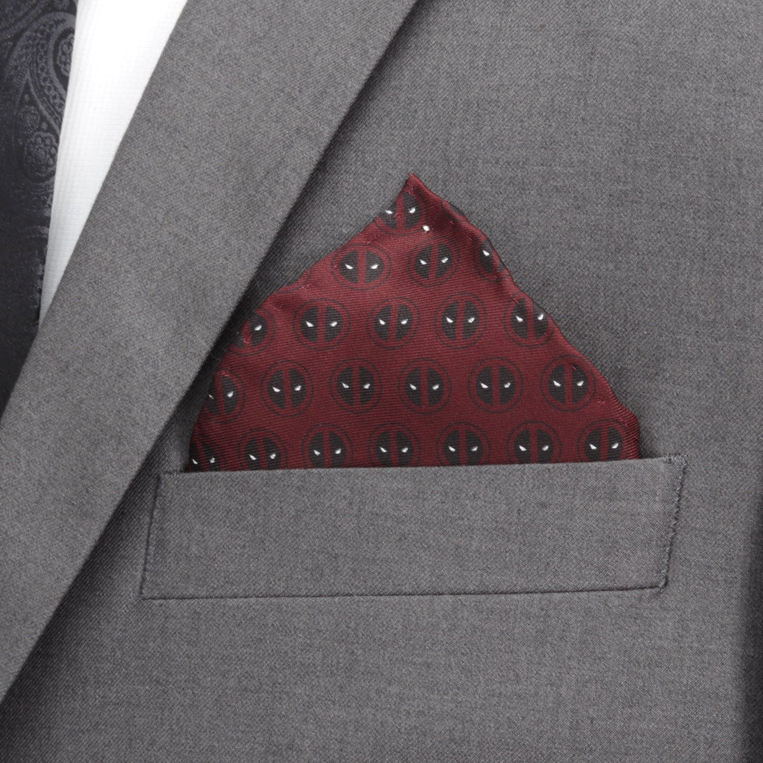Marvel Deadpool Mask Red Silk Pocket Square - Image 4
