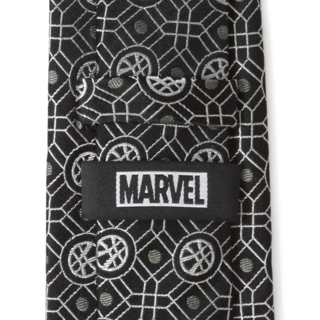 Doctor Strange Geometric Emblem Necktie in Black and Sage Green - Image 5