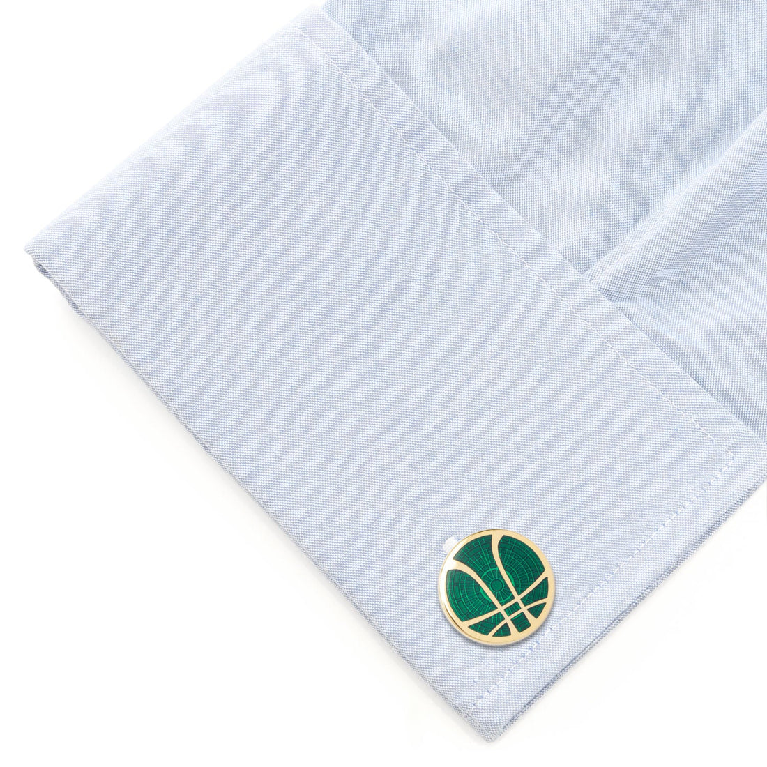 Gold Doctor Strange Symbol Cufflinks with Green Time Stone Design - Image 3