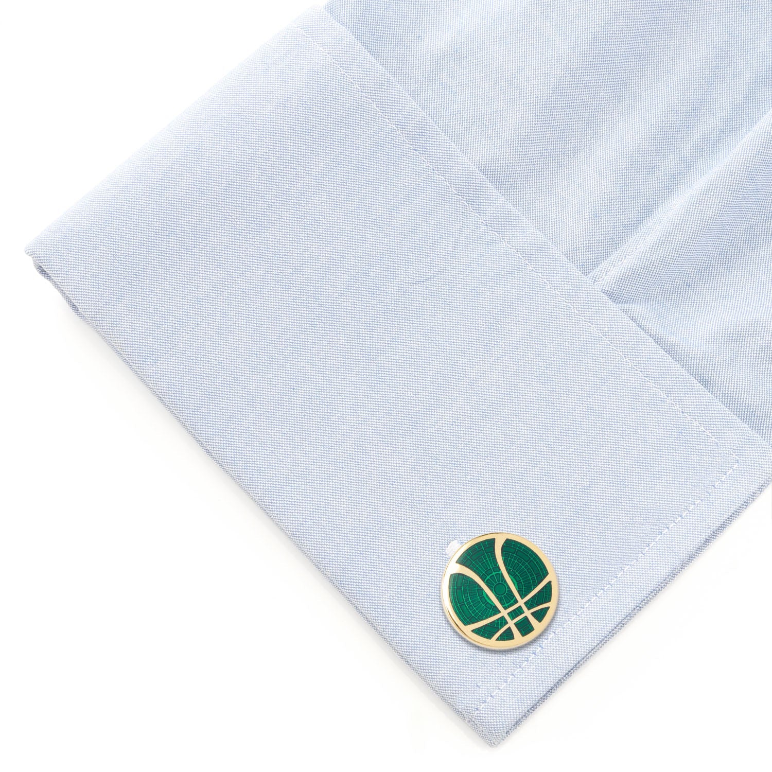 Gold Doctor Strange Symbol Cufflinks with Green Time Stone Design - Image 3