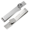 Silver tone Doctor Strange logo tie bar with hidden message on the reverse side