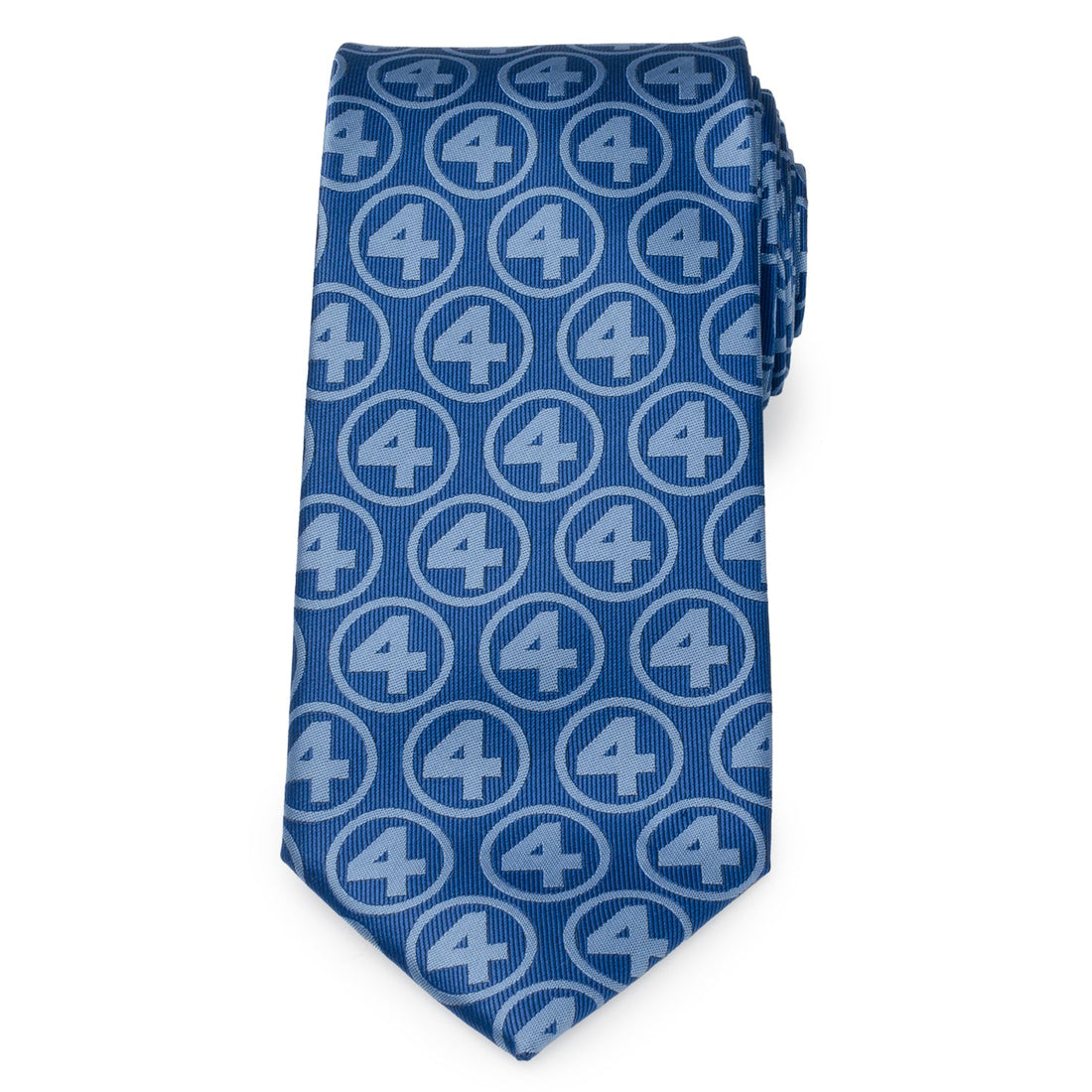 Marvel Fantastic Four Logo Repeating Pattern Men's Blue Tie - Image 3