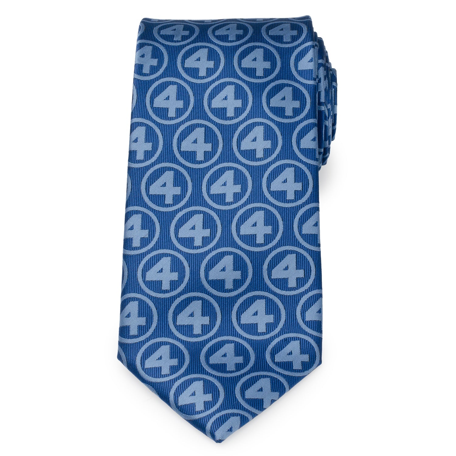Marvel Fantastic Four Logo Repeating Pattern Men's Blue Tie - Image 3