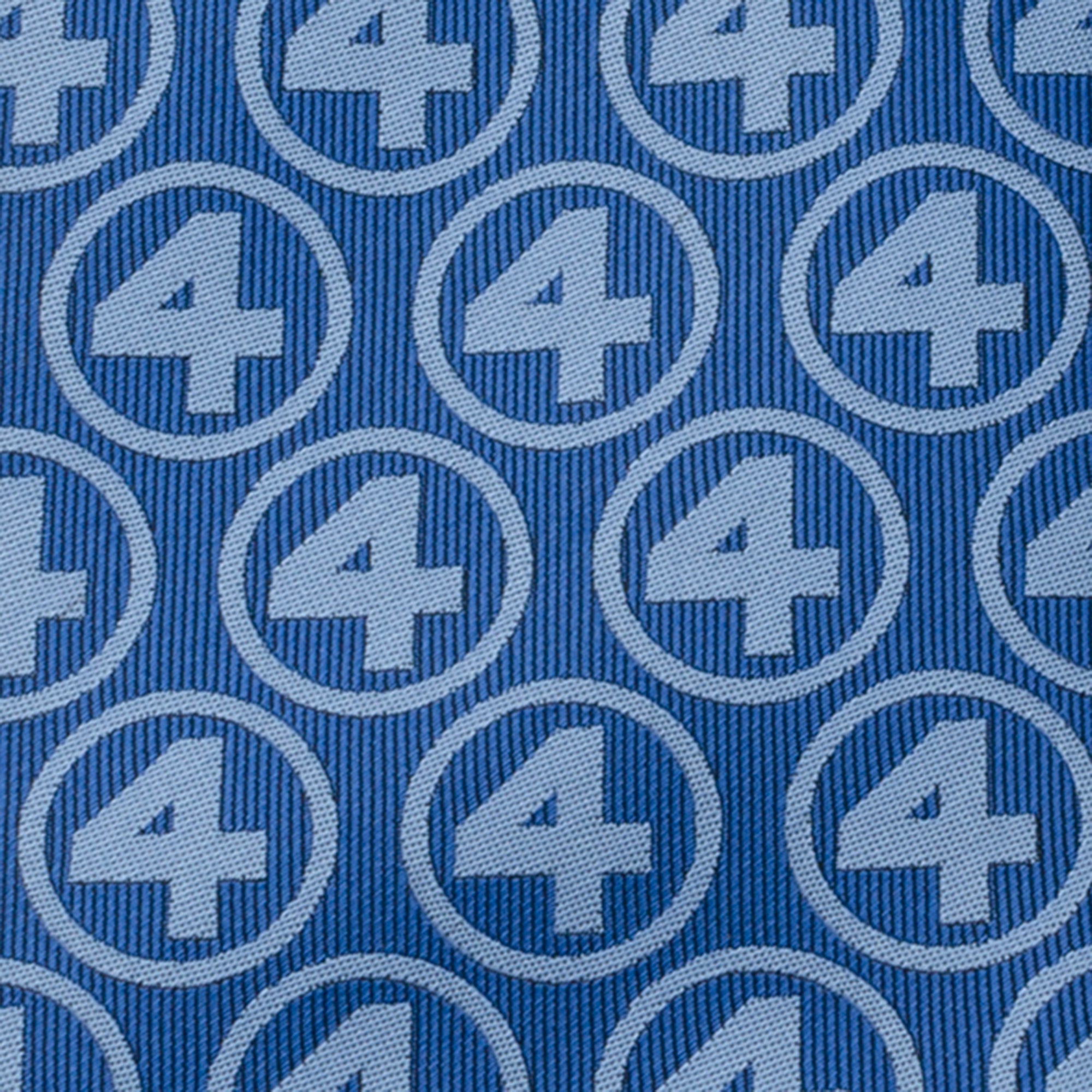 Marvel Fantastic Four Logo Repeating Pattern Men's Blue Tie - Image 4