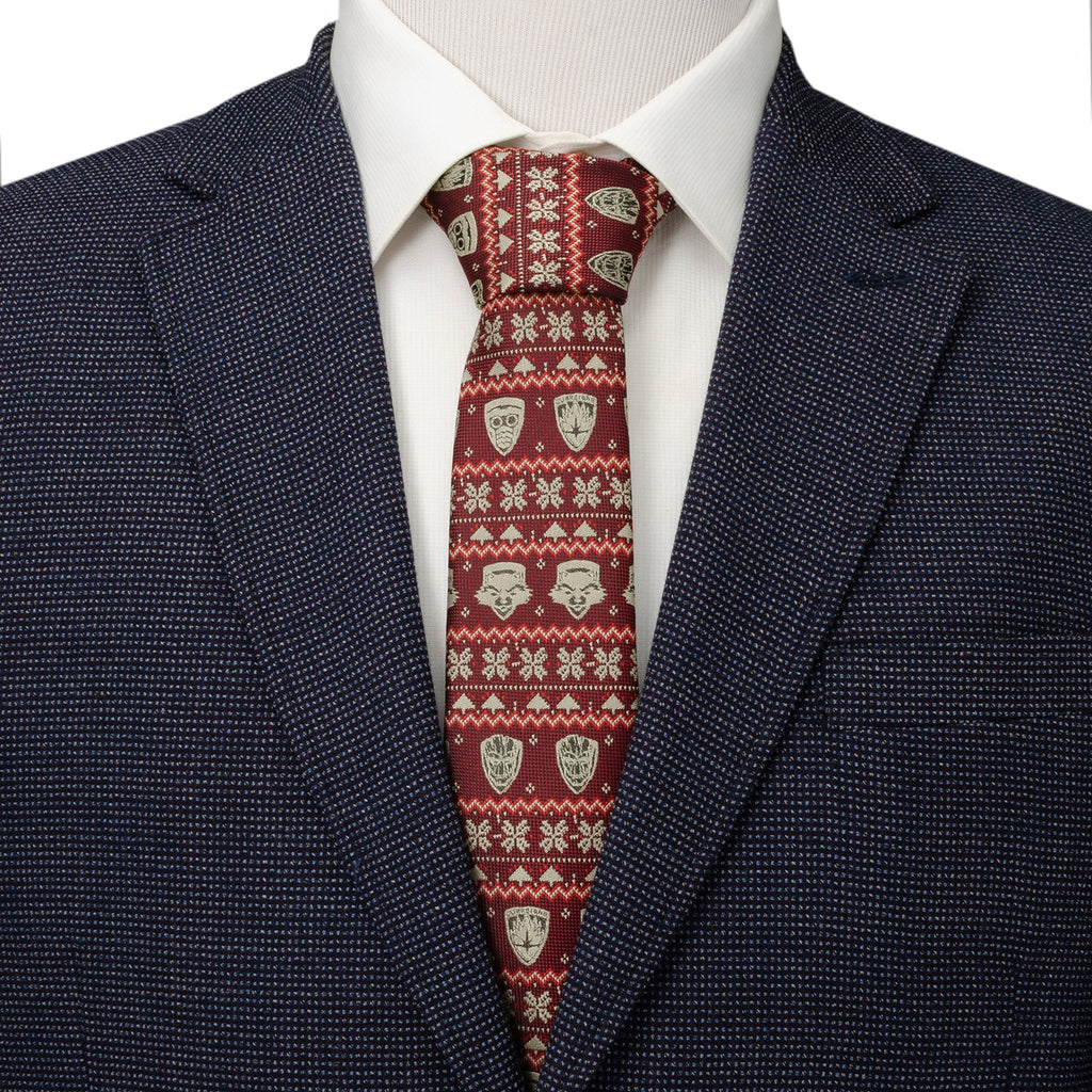 Marvel Guardians of the Galaxy Fair Isle Holiday Red Necktie - Image 2