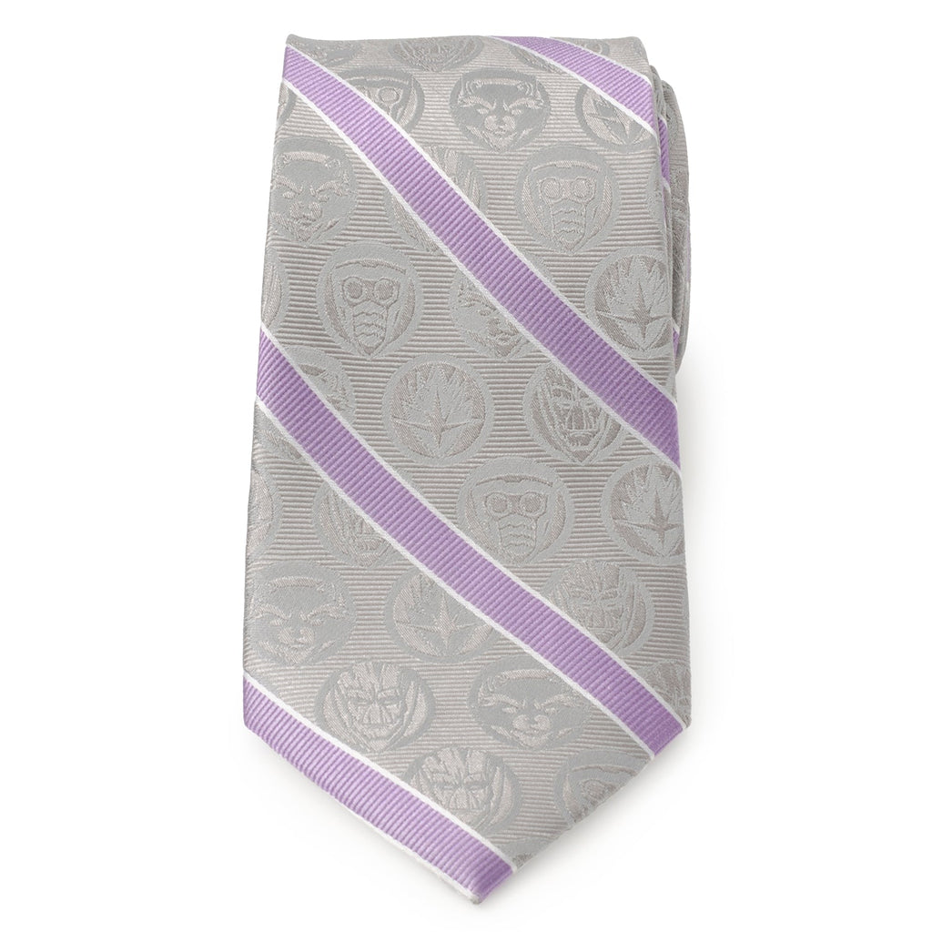 Marvel Guardians of the Galaxy Gray Stripe Silk Tie - Image 3