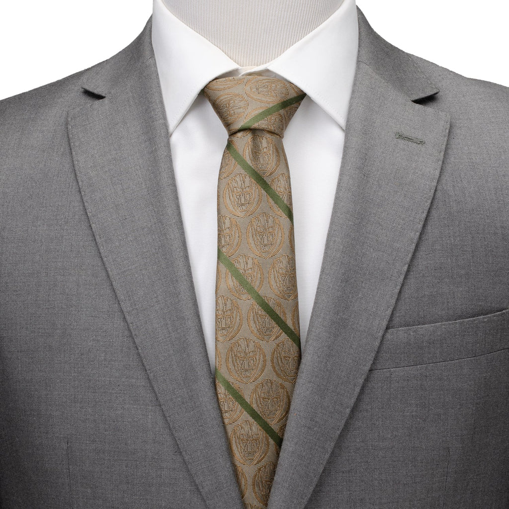 Marvel Guardians of the Galaxy Groot Tan Striped Silk Necktie - Image 2