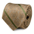 Marvel Guardians of the Galaxy Groot tan silk necktie with subtle green striped detail