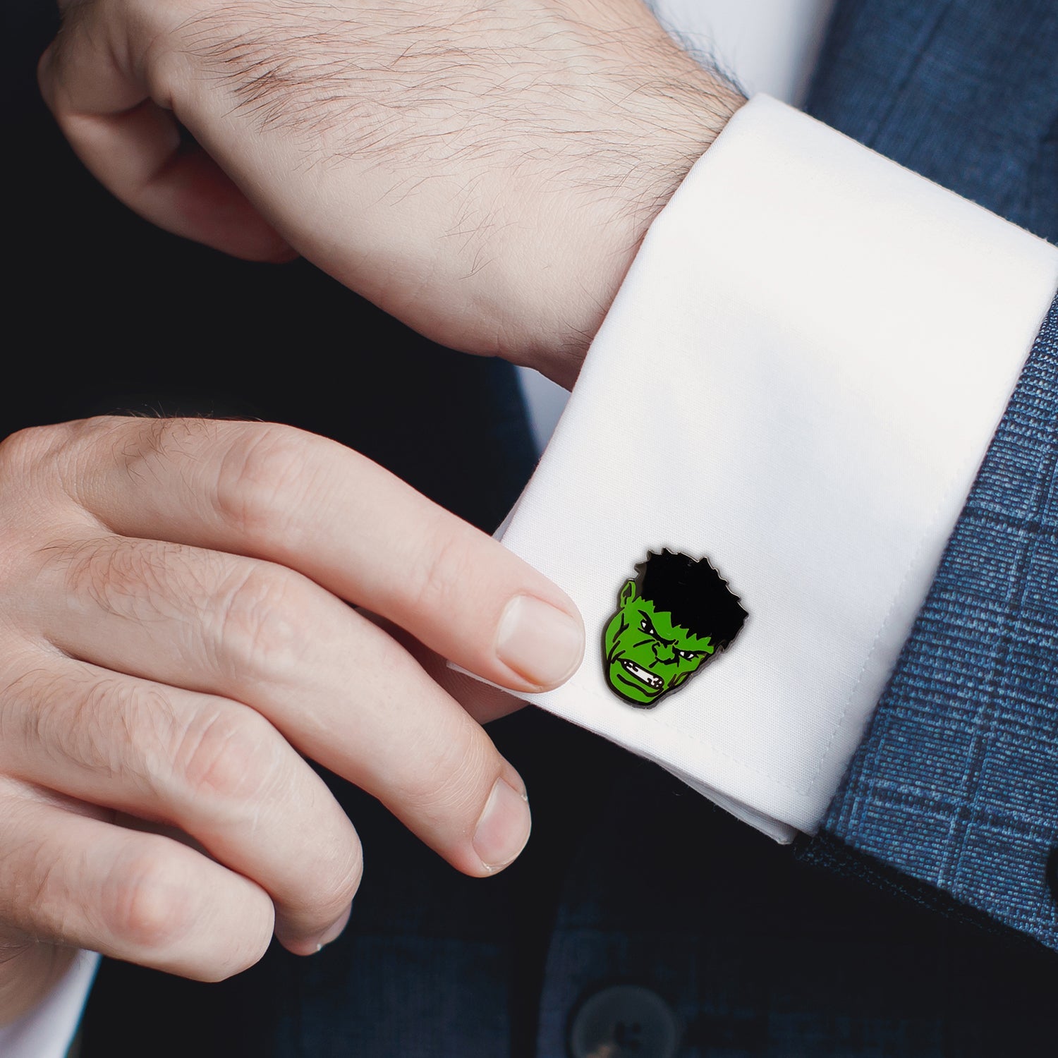 Marvel Hulk Comic Book Fist and Face Cufflinks