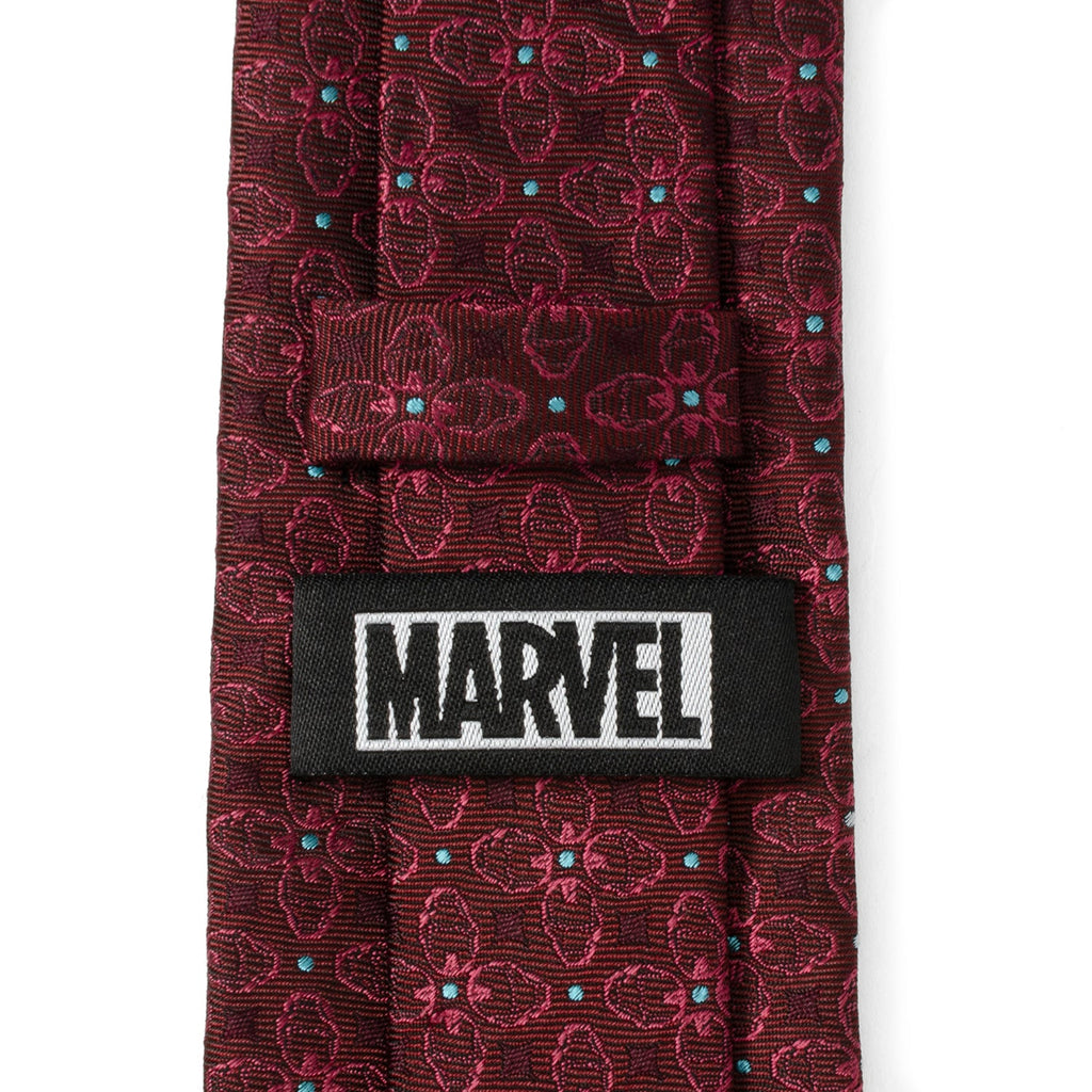 Marvel Iron Man Floral Necktie in Burgundy and Blue Silk Blend - Image 5