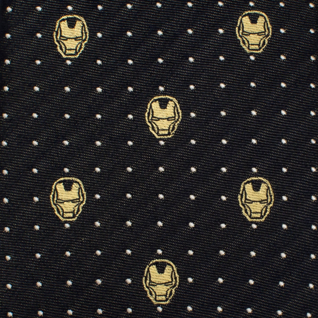 Iron Man Helmet Pattern Silk Necktie in Navy and Gold - Image 5