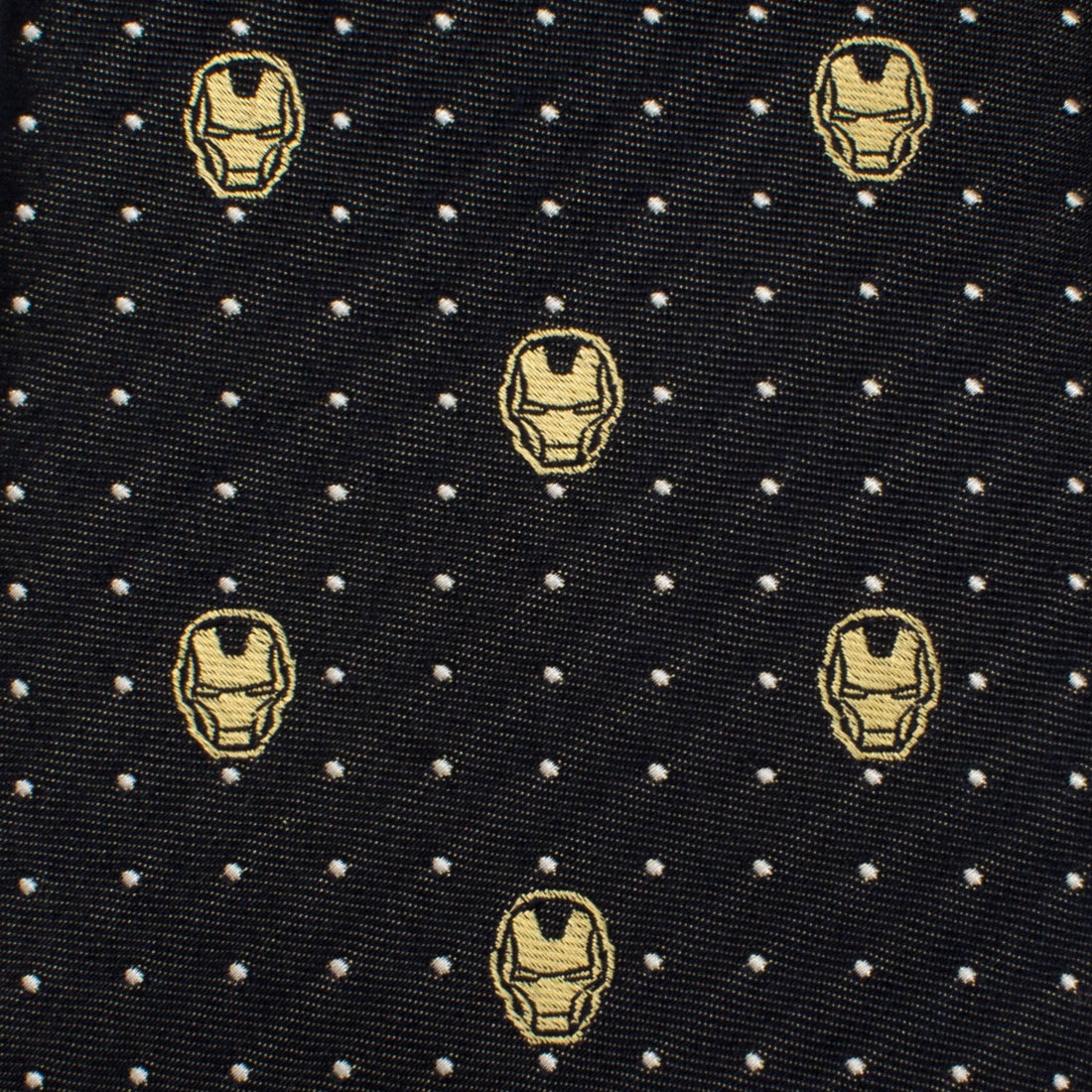 Iron Man Helmet Pattern Silk Necktie in Navy and Gold - Image 5