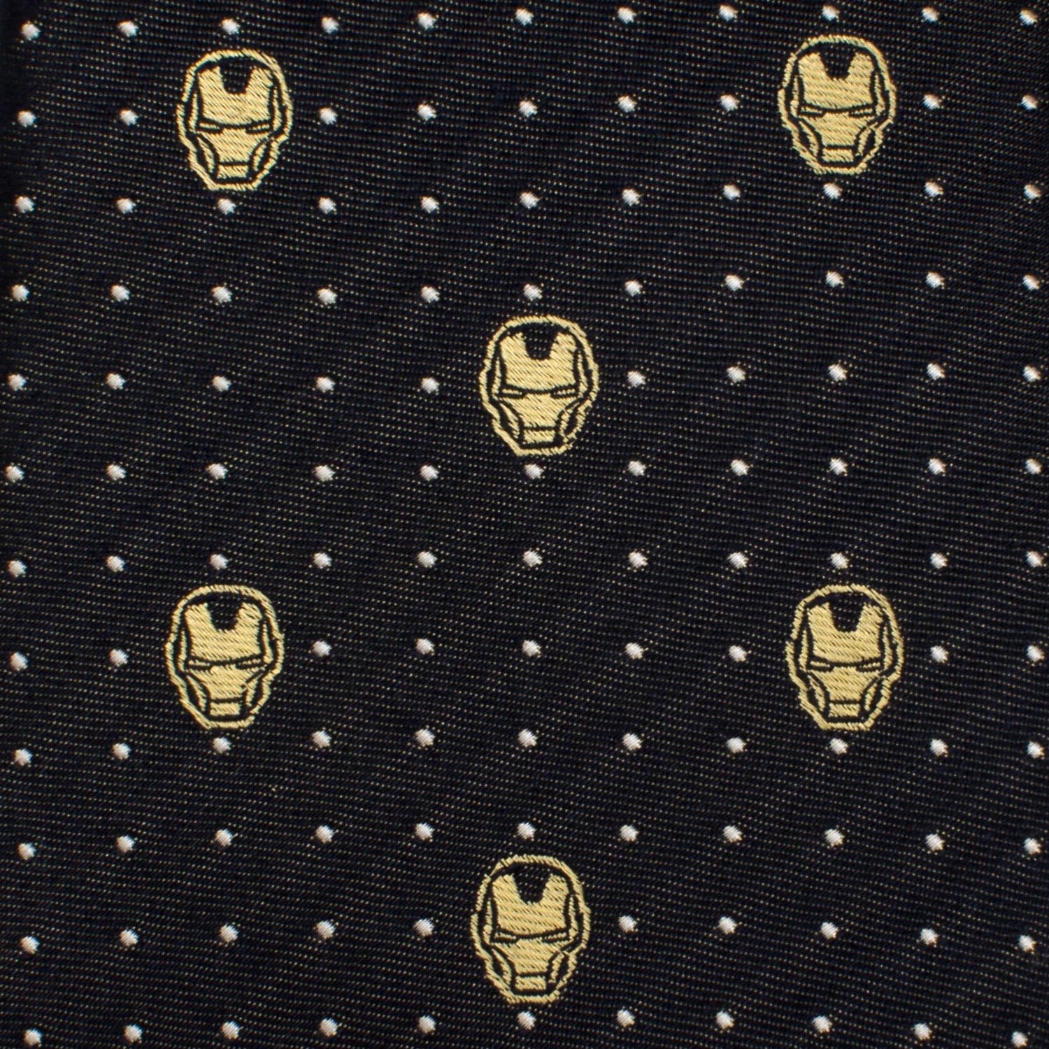 Iron Man Helmet Pattern Silk Necktie in Navy and Gold - Image 5