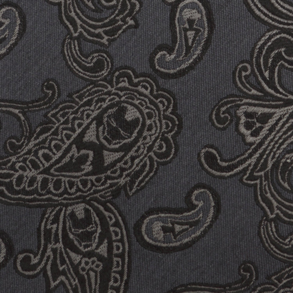 Iron Man Charcoal Gray Paisley Silk Tie for Men - Image 4