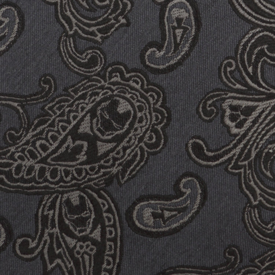 Iron Man Charcoal Gray Paisley Silk Tie for Men - Image 4