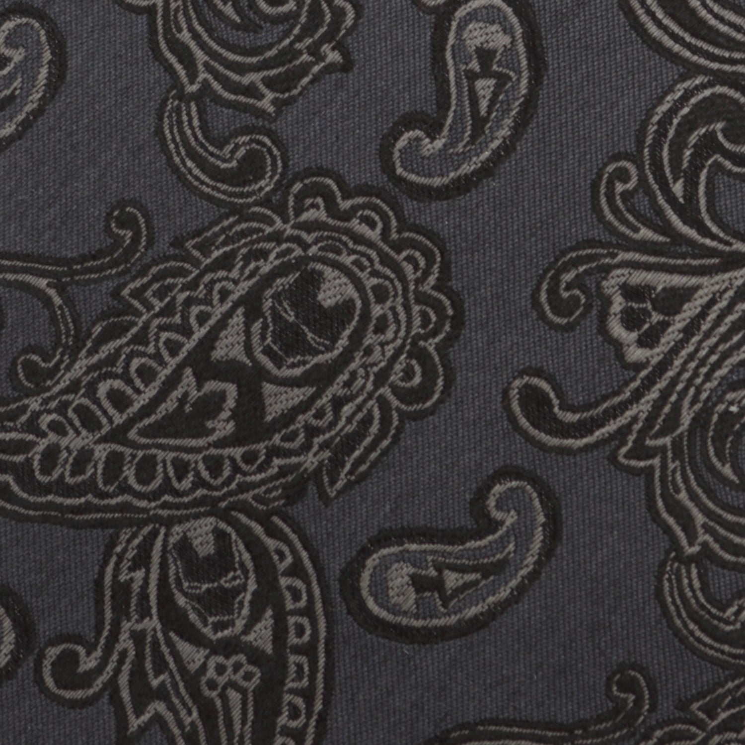 Iron Man Charcoal Gray Paisley Silk Tie for Men - Image 4