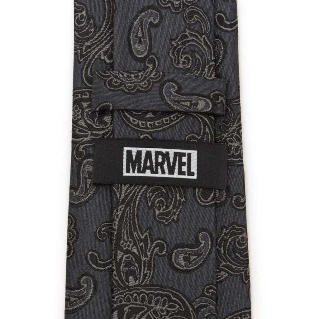Iron Man Charcoal Gray Paisley Silk Tie for Men - Image 5