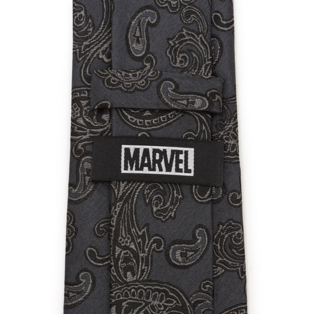Iron Man Charcoal Gray Paisley Silk Tie for Men - Image 5