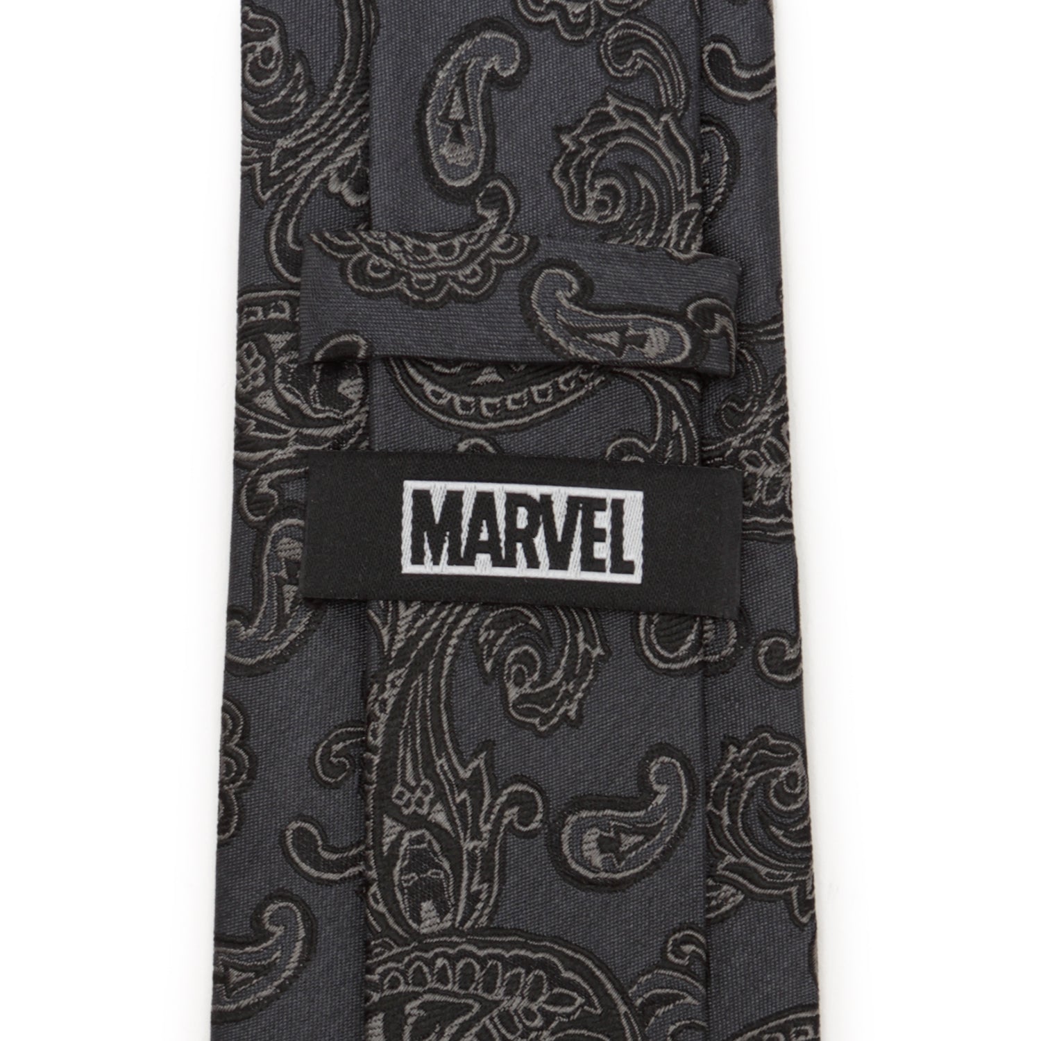 Iron Man Charcoal Gray Paisley Silk Tie for Men - Image 5