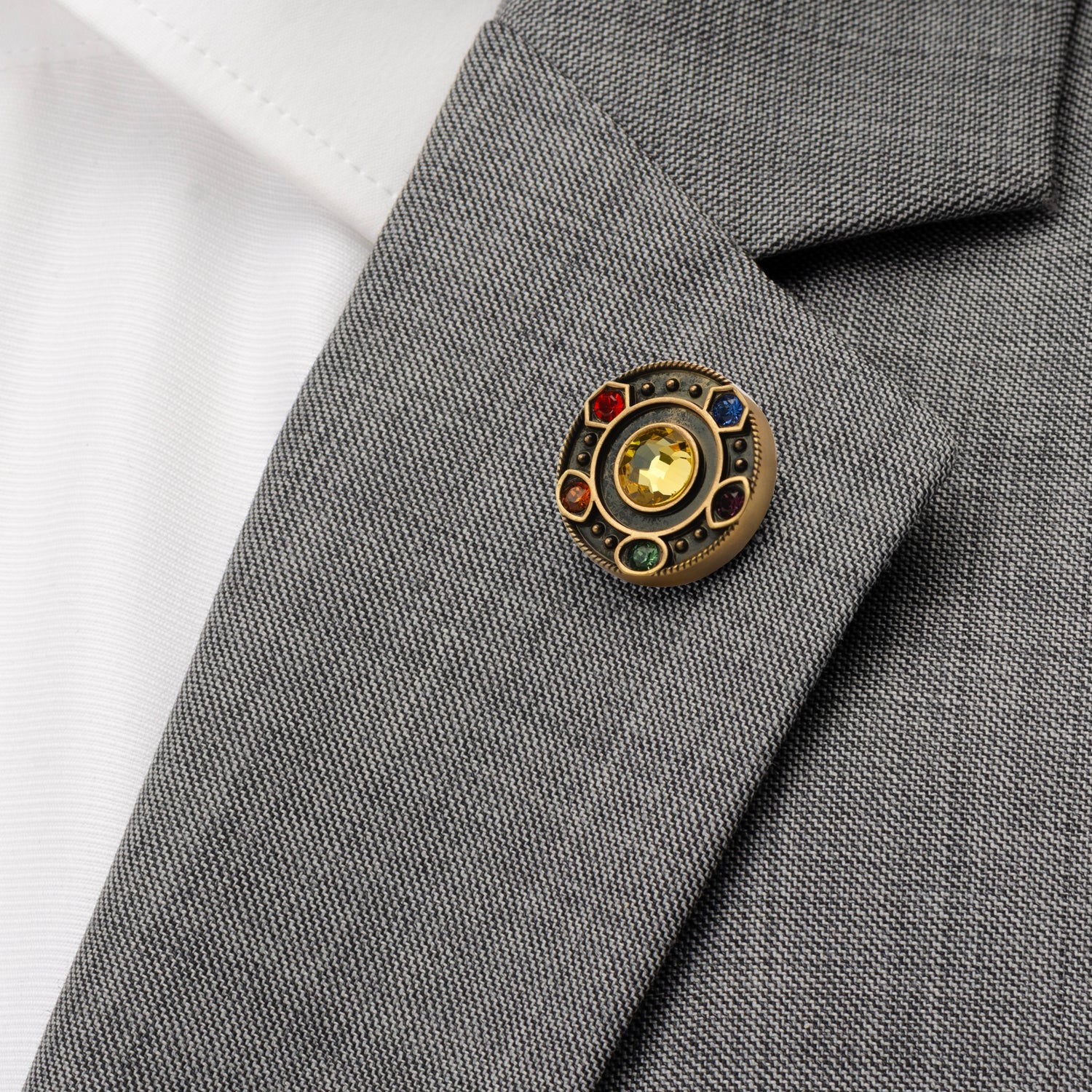 Marvel Avengers Infinity Stones Antique Gold Lapel Pin - Image 2