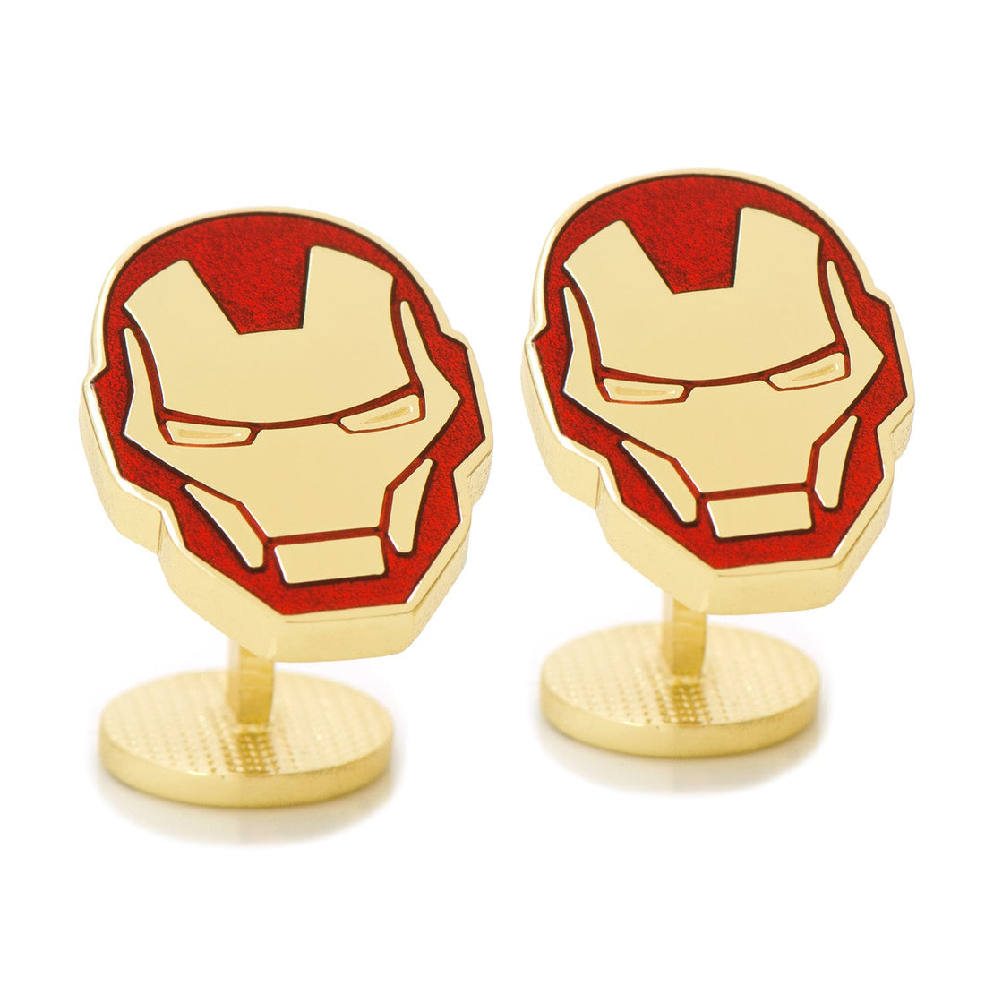 Iron Man Helmet Cufflinks in Gold Tone and Red Enamel - Image 2