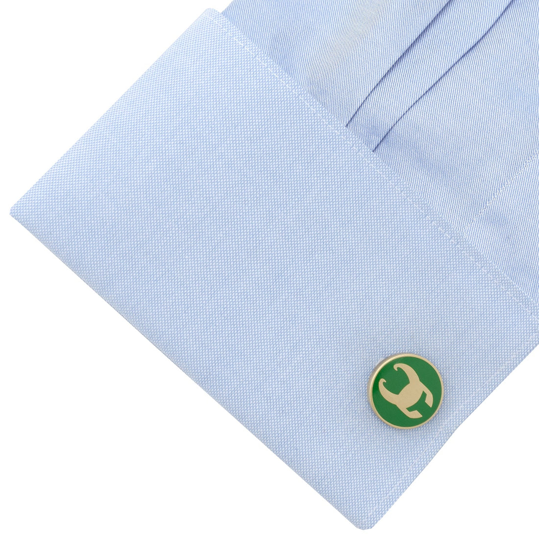 Marvel Loki Helmet Cufflinks in Gold and Green Enamel - Image 3