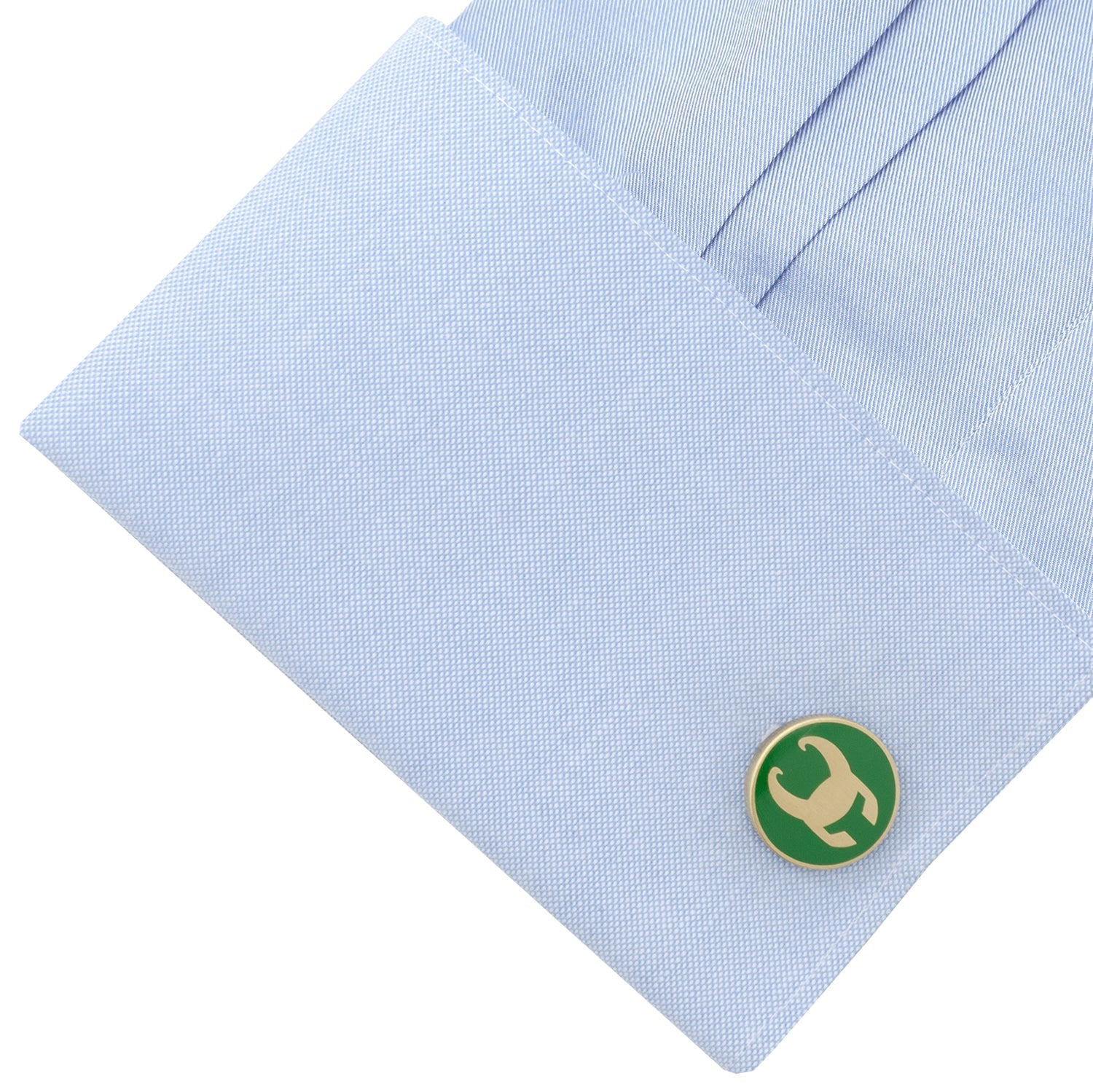 Marvel Loki Helmet Cufflinks in Gold and Green Enamel - Image 3