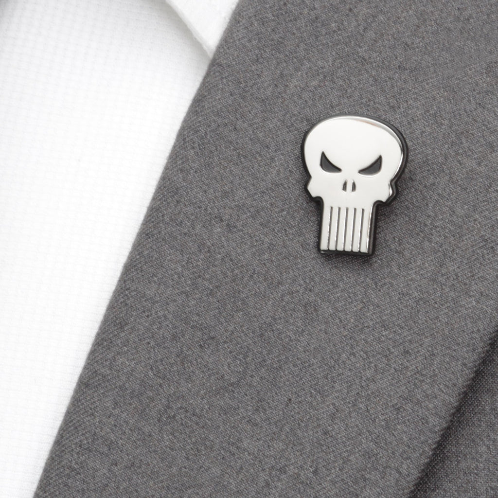 The Punisher Silver and Matte Black Skull Logo Lapel Pin - Image 4