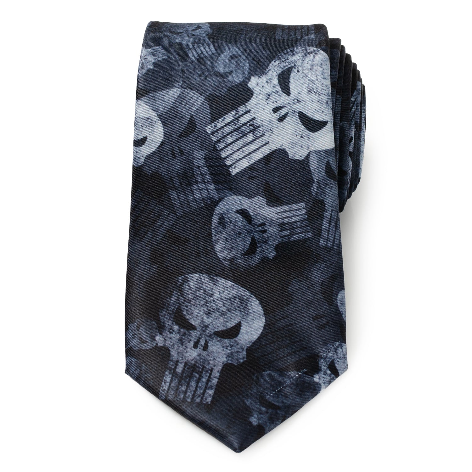 Marvel Punisher Skull Print Necktie in Dark Teal and Black - Image 3