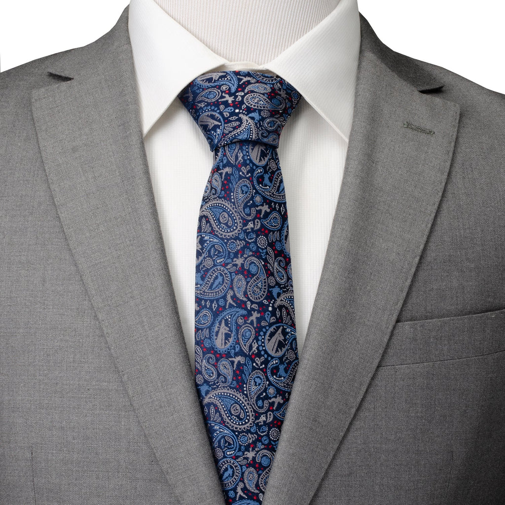 Marvel Avengers Blue Multi Paisley Silk Necktie - Image 2
