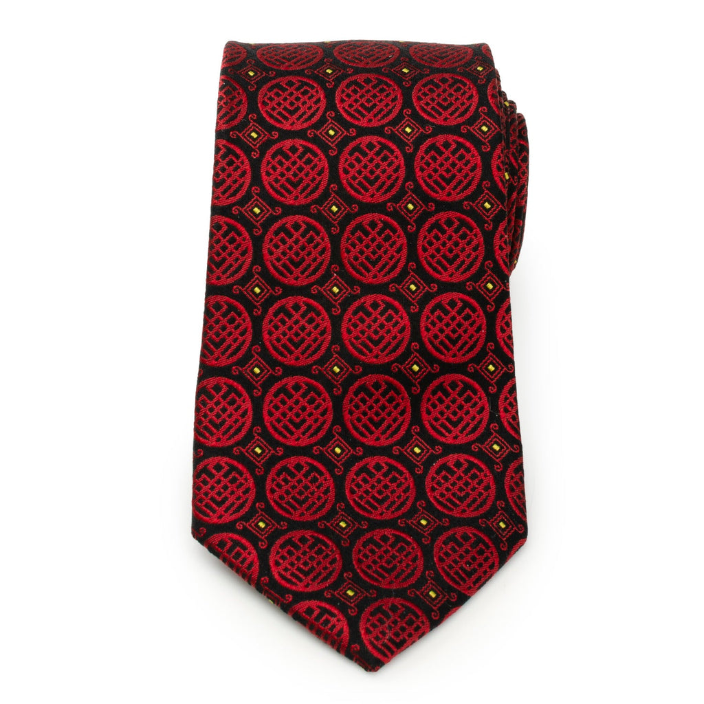 Marvel Shang-Chi Ten Rings Crest Silk Tie in Red and Black - Image 3