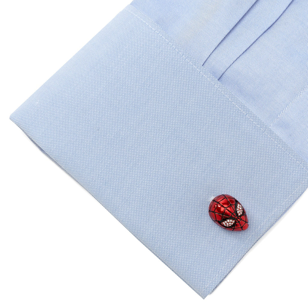 Marvel Spider-Man Mask Crystal Cufflinks in Red and Silver - Image 3