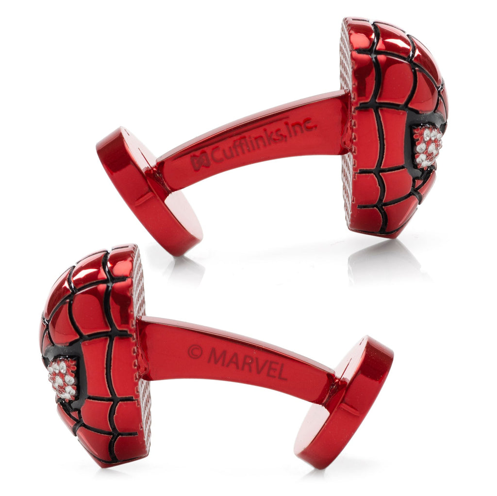 Marvel Spider-Man Mask Crystal Cufflinks in Red and Silver - Image 4