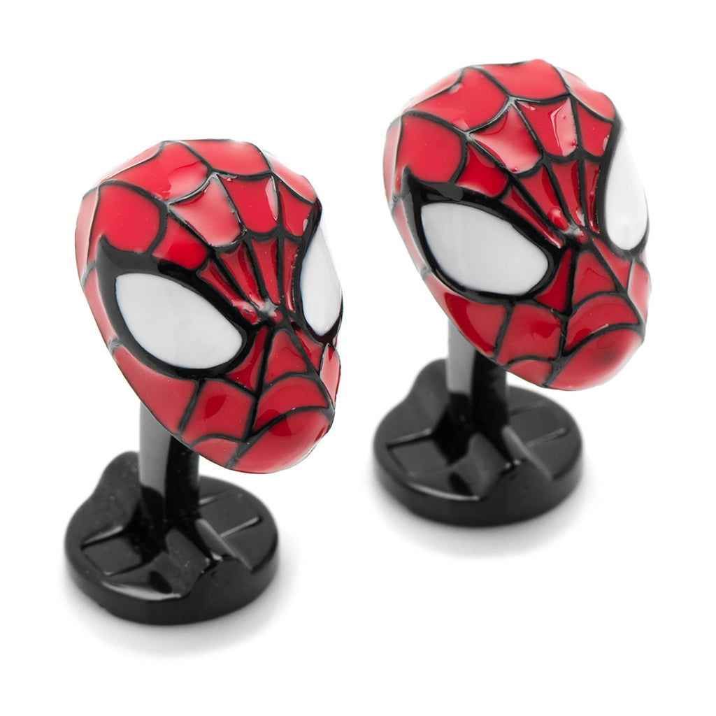 Marvel Spider-Man 3D Mask Cufflinks in Red and Black Enamel