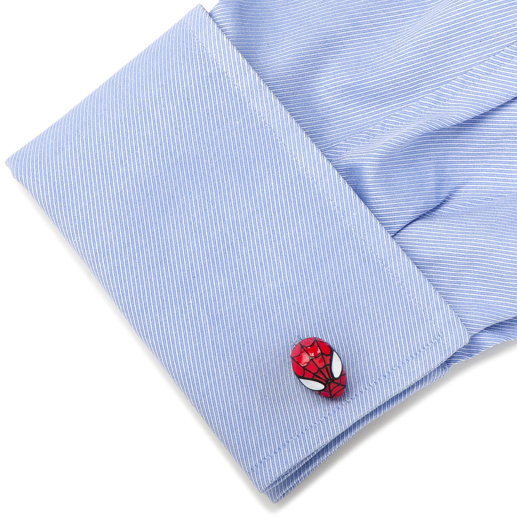 Marvel Spider-Man 3D Mask Cufflinks in Red and Black Enamel